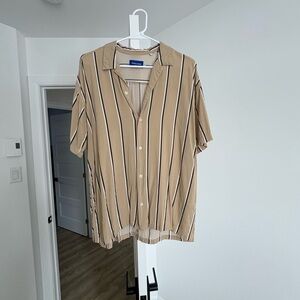 Jack & Jones Beige Striped Casual Shirt